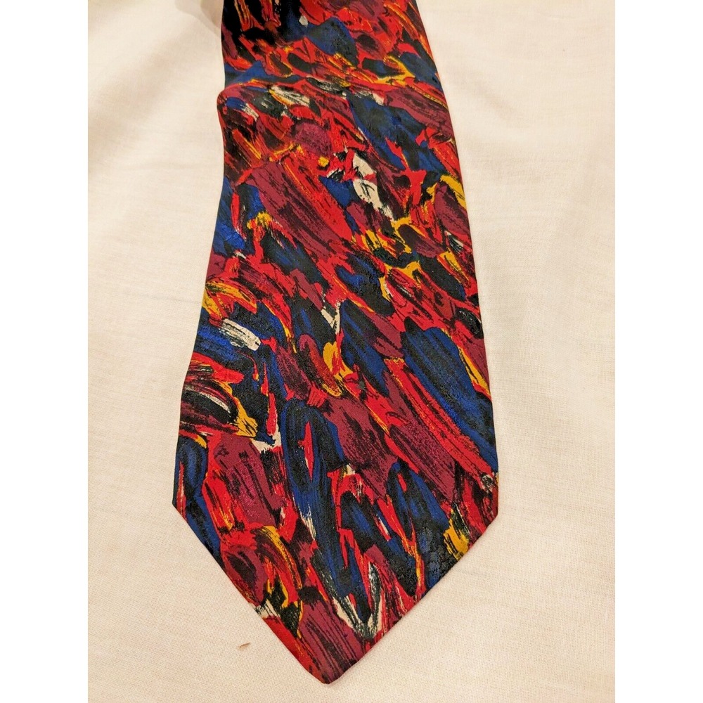 Brioni 100% Silk Mens Neck Tie Artistic Vibrant Abstract Multicolor Made Italy